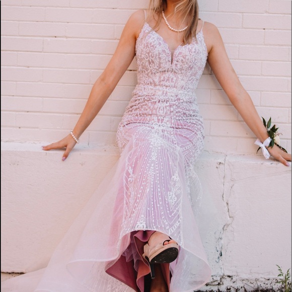 Pearl Lace Prom Dress - Picture 2 of 3